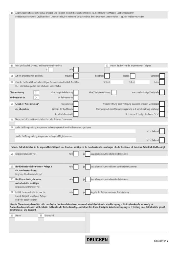 Gewerbeanmeldungsformular für Berlin Seite 2